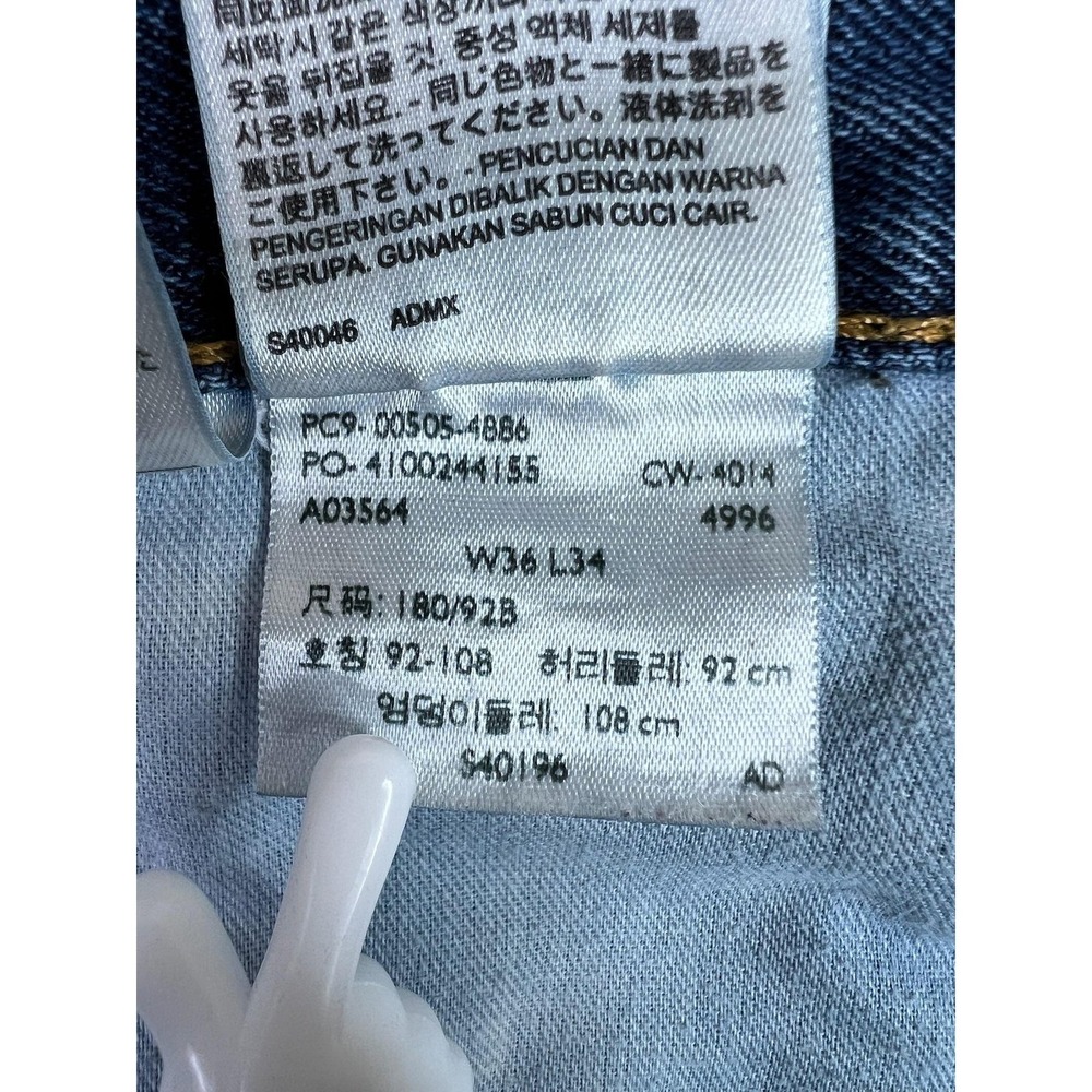Levis 505 Mens 36x34 Blue Regular Straight Denim Jeans Medium Wash 00505-4891 - Picture 12 of 16